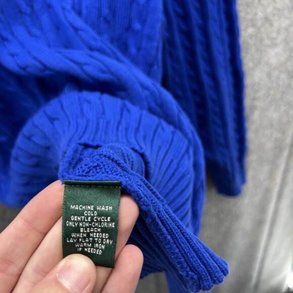 Lauren Ralph Lauren Sweater Men Extra Large Blue Sweatshirt Pullover Cable Knit - Picture 11 of 14